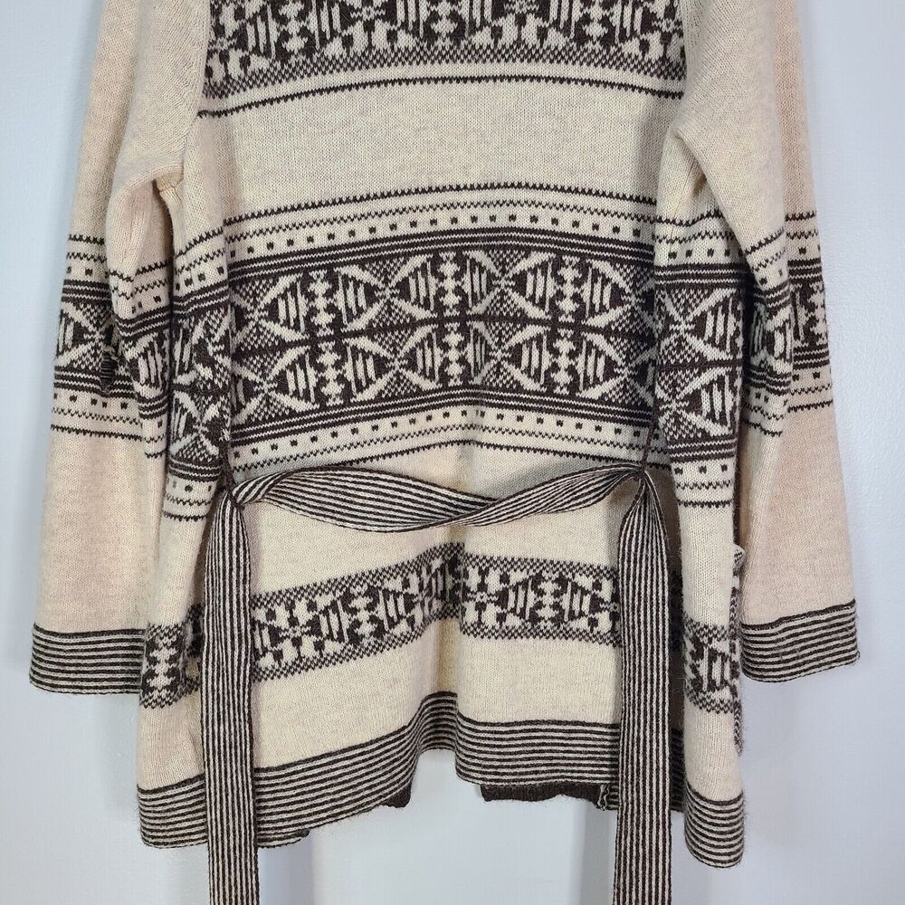 PENDLETON Wool Alpaca Discovery Cardigan Medium Petite Brown Cream Western FLAW - Picture 5 of 16